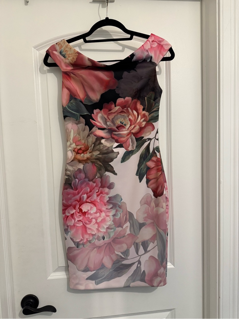 Ted Baker Pink and Black Floral Midi Dress